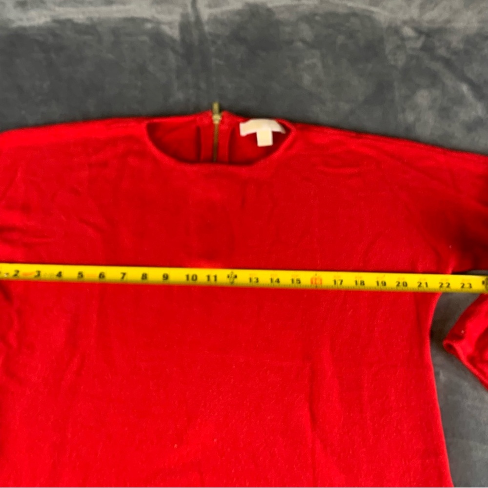 Michael By Michael Kors Knit Tunic Sweater Womens Large Red Back Zip Side‎ Slits - Picture 12 of 14